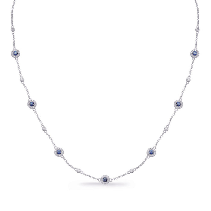 White Gold Sapphire & Diamond Necklace