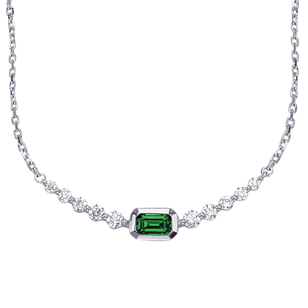 White Gold Emerald & Diamond Necklace