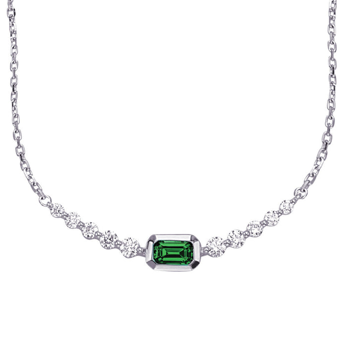 White Gold Emerald & Diamond Necklace