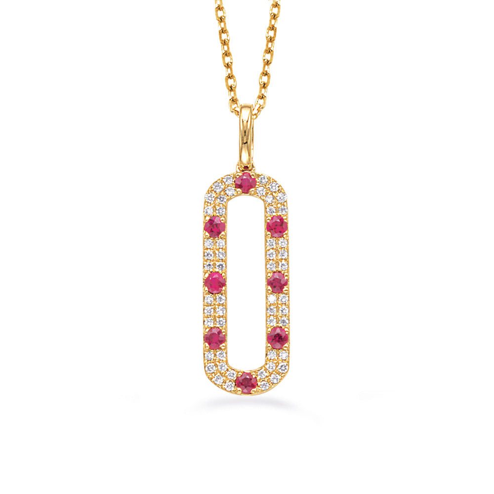 Yellow Gold Diamond & Ruby Necklace