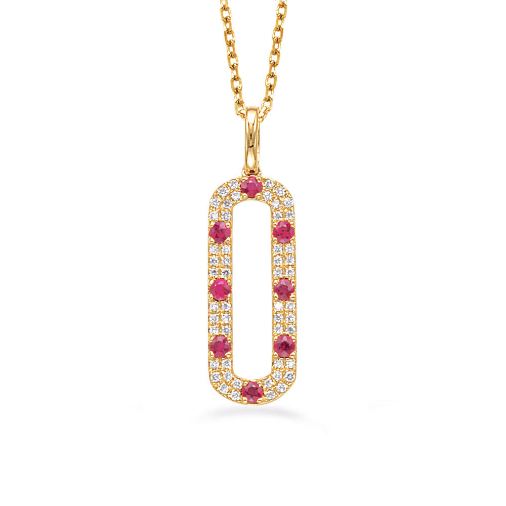 Yellow Gold Diamond & Ruby Necklace
