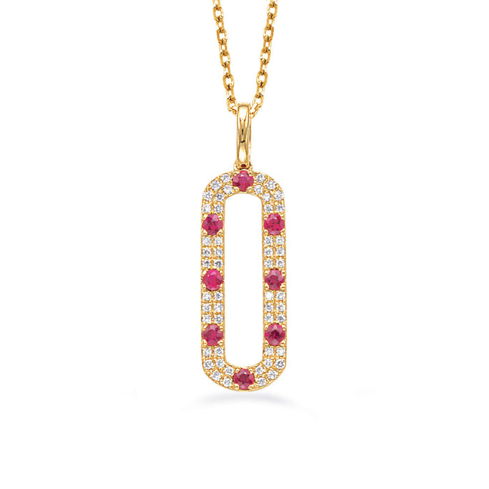 Yellow Gold Diamond & Ruby Necklace