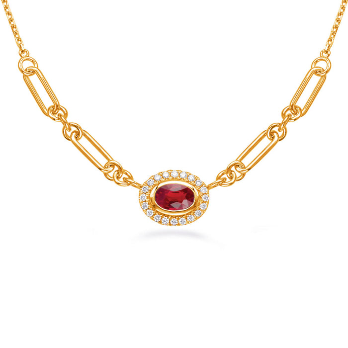 Yellow Gold Diamond & Ruby Necklace