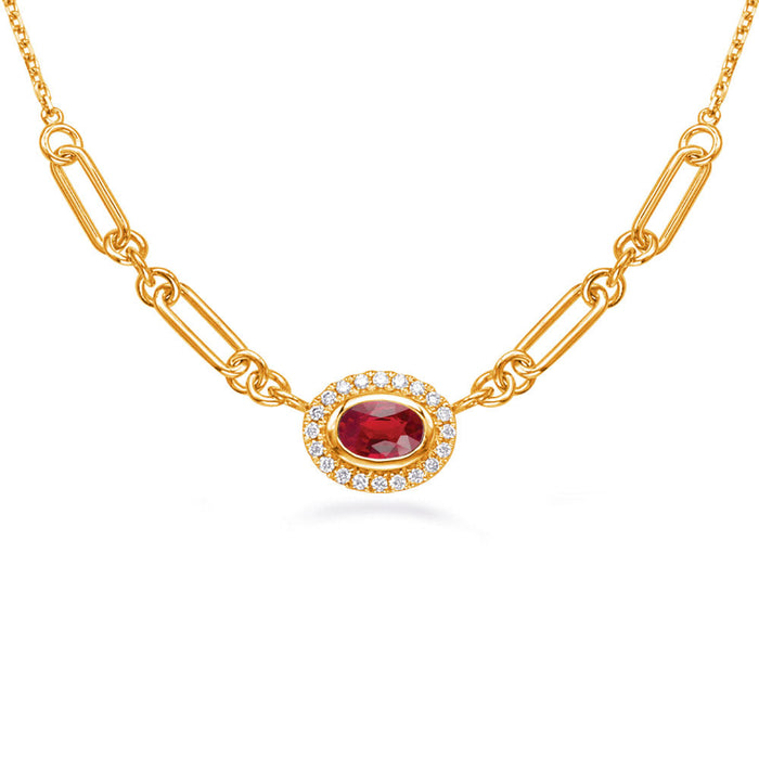 Yellow Gold Diamond & Ruby Necklace