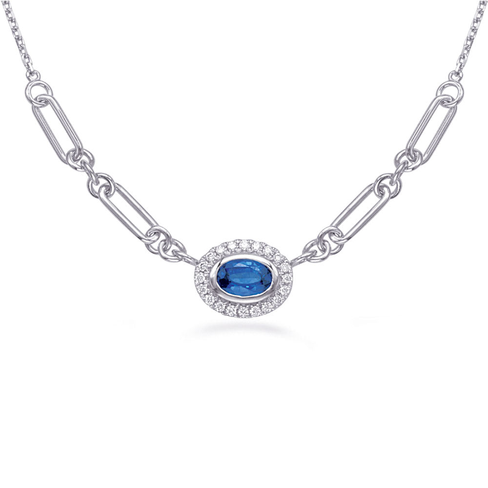White Gold Diamond & Sapphire Necklace
