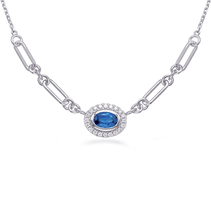 White Gold Diamond & Sapphire Necklace