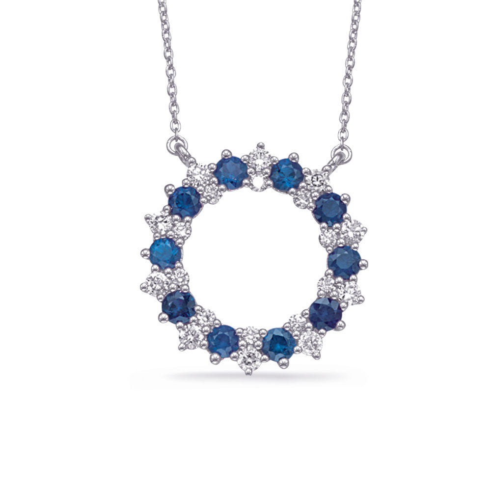 Whte Gold Diamond & Sapphire Necklace