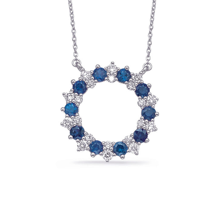Whte Gold Diamond & Sapphire Necklace