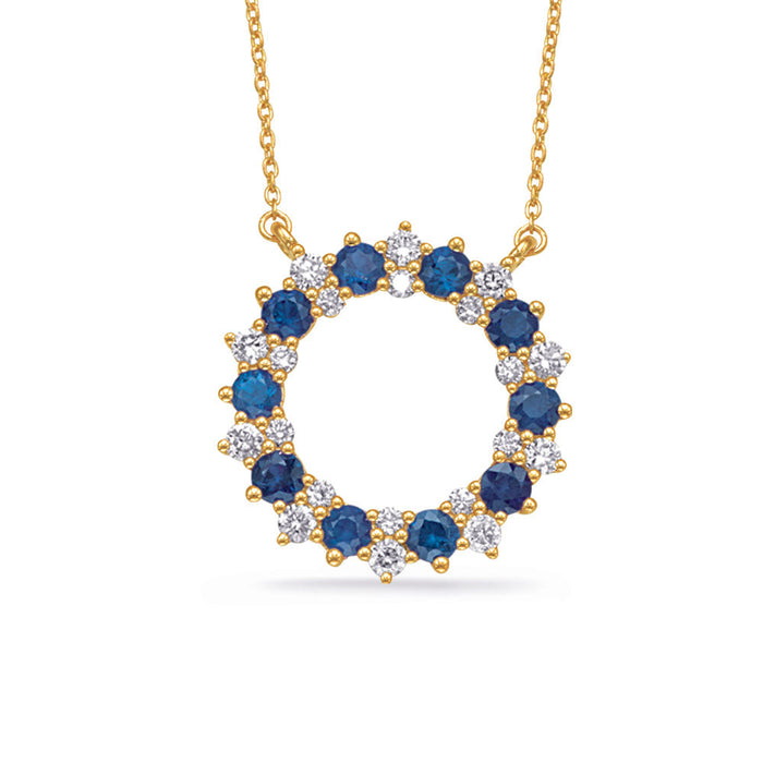 Yellow Gold Diamond & Sapphire Necklace