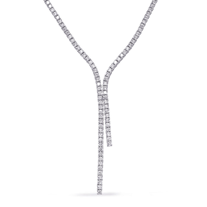 White Gold Four Prong Tennis Lariat