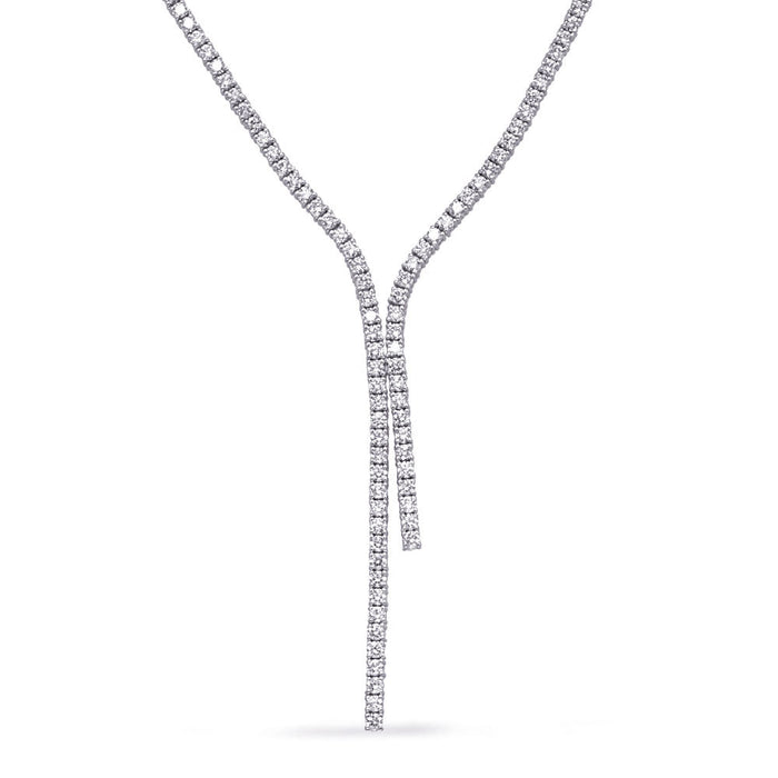 White Gold Four Prong Tennis Lariat