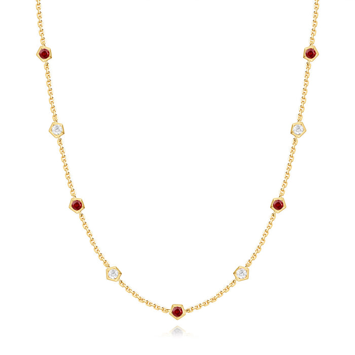 Yellow Gold Ruby & Diamond Necklace