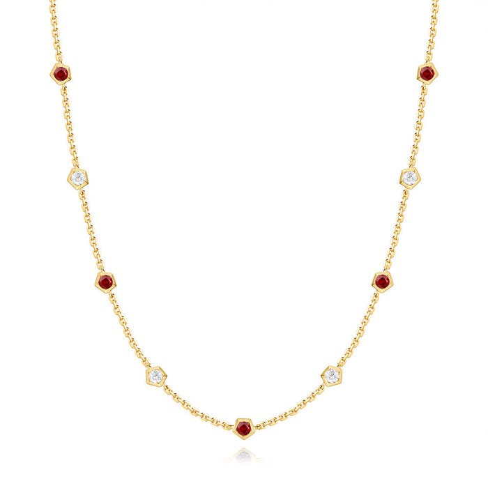 Yellow Gold Ruby & Diamond Necklace