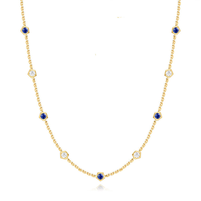 Yellow Gold Sapphire & Diamond Necklace