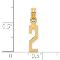 14k Polished Number 2 Pendant-NU02