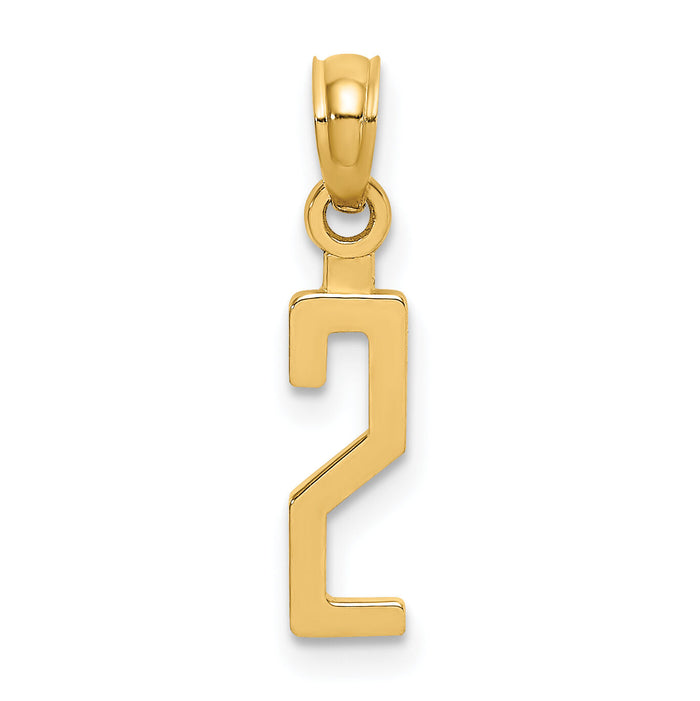 14k Polished Number 2 Pendant-NU02