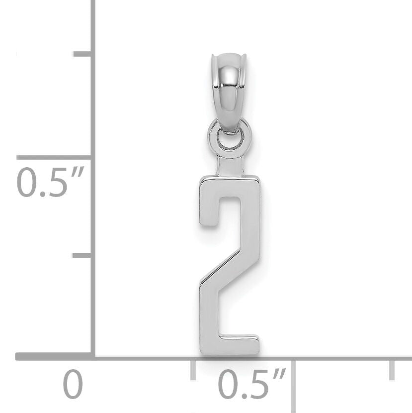 14kw Polished Number 2 Pendant-NU02W