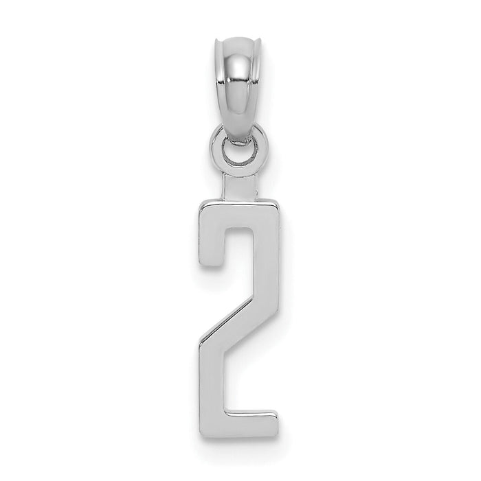 14kw Polished Number 2 Pendant-NU02W