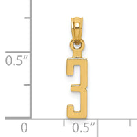 14k Polished Number 3 Pendant-NU03