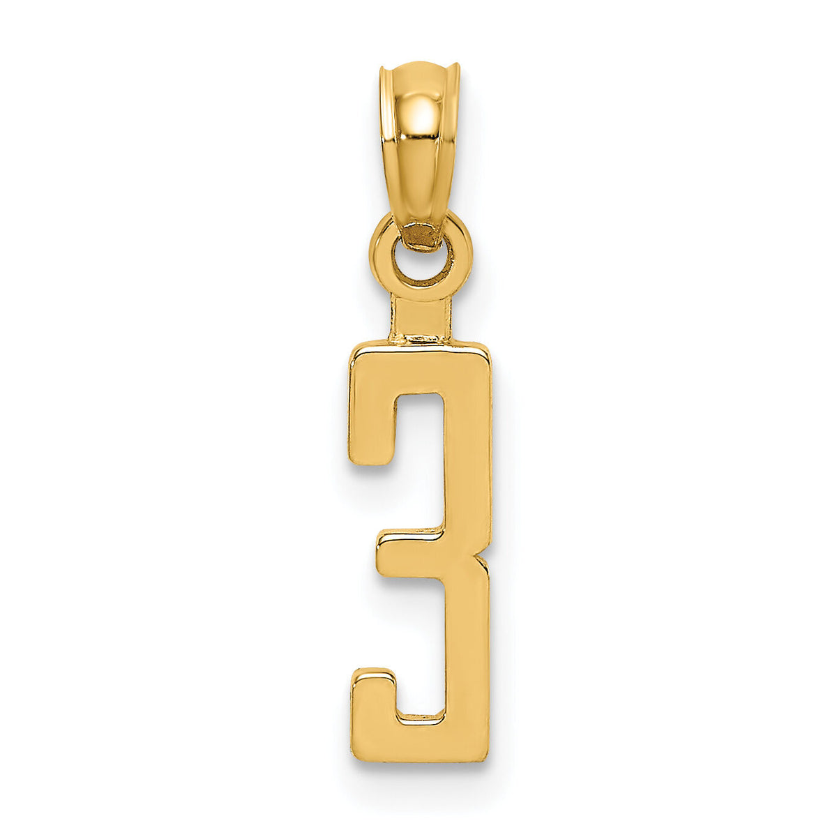14k Polished Number 3 Pendant-NU03
