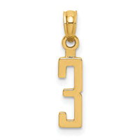 14k Polished Number 3 Pendant-NU03