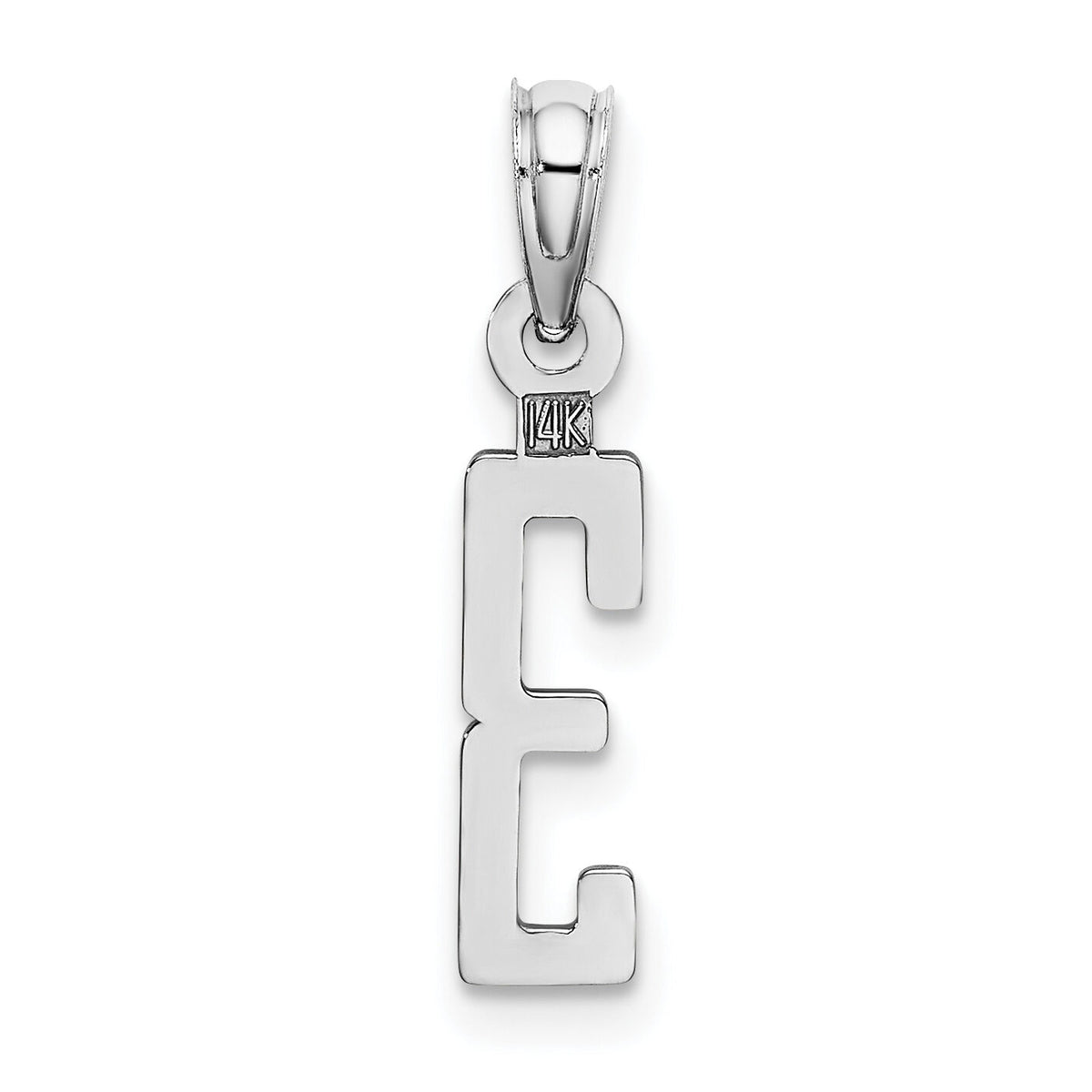 14kw Polished Number 3 Pendant-NU03W