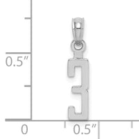 14kw Polished Number 3 Pendant-NU03W