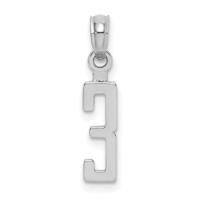 14kw Polished Number 3 Pendant-NU03W