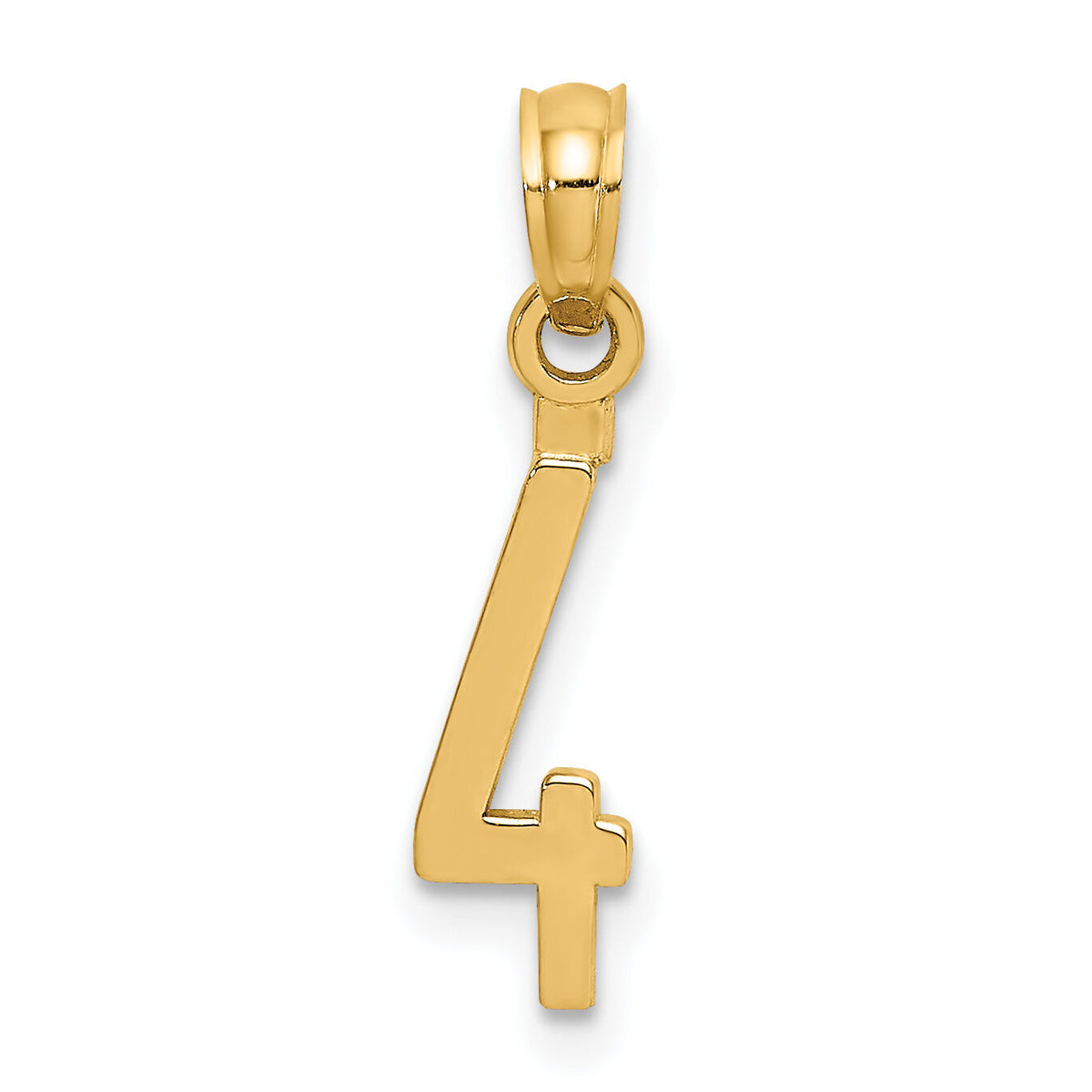 14k Polished Number 4 Pendant-NU04