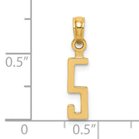 14k Polished Number 5 Pendant-NU05