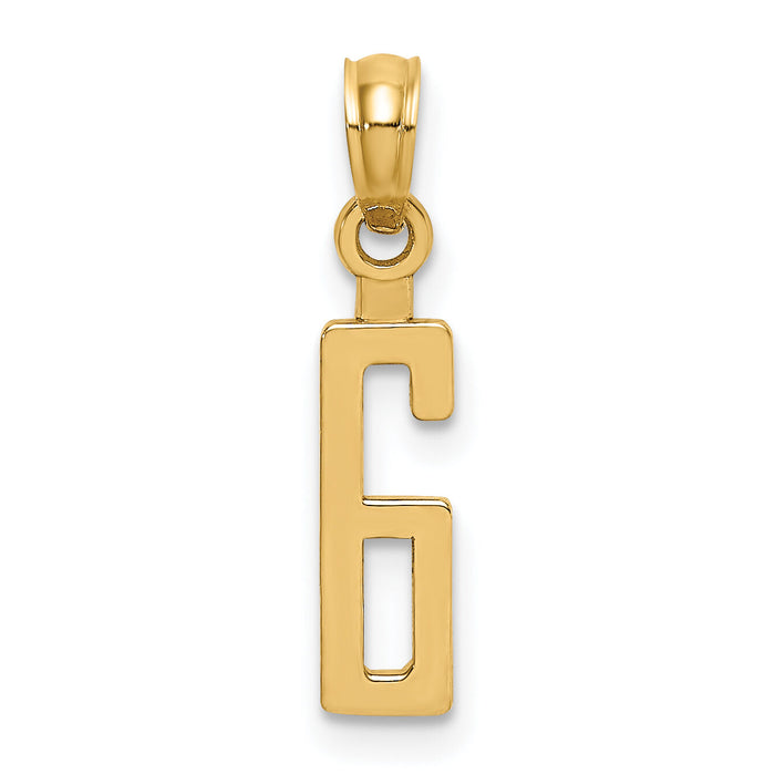 14k Polished Number 6 Pendant-NU06