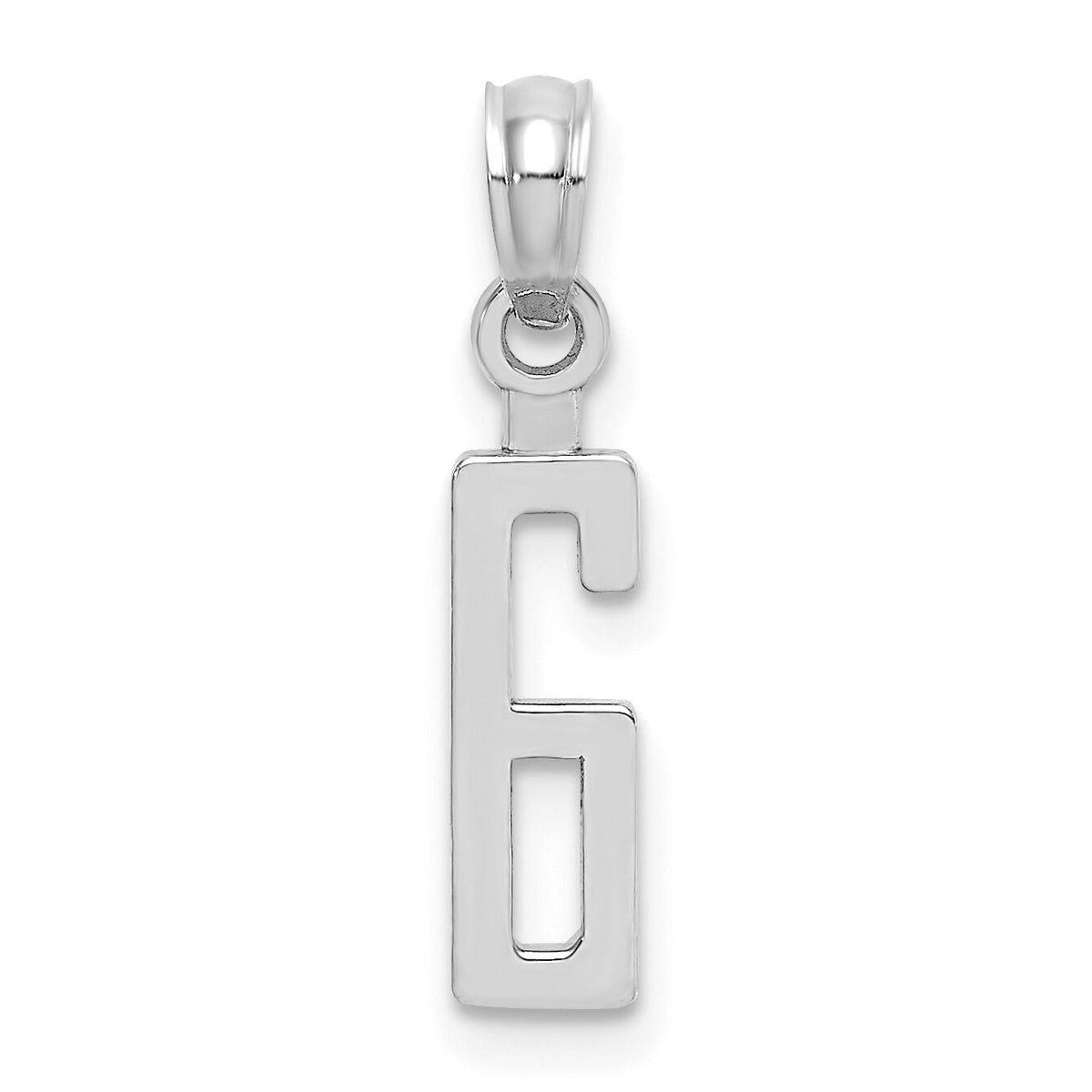 14kw Polished Number 6 Pendant-NU06W