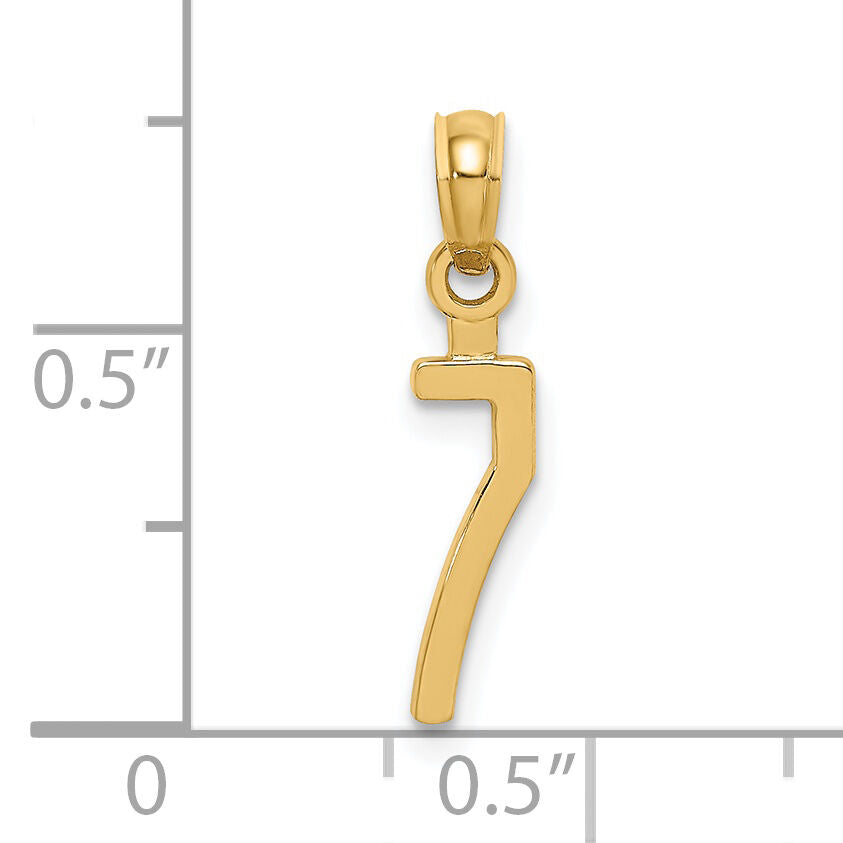 14k Polished Number 7 Pendant-NU07