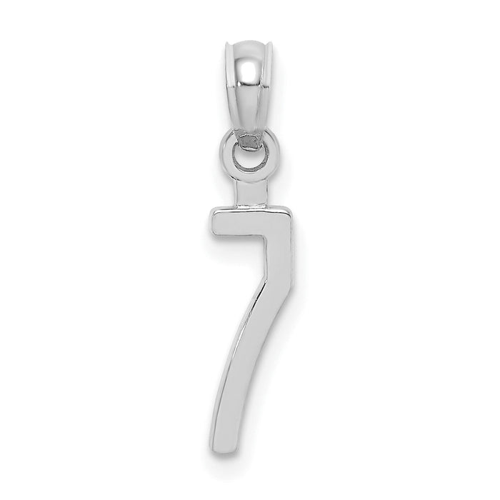 14kw Polished Number 7 Pendant-NU07W