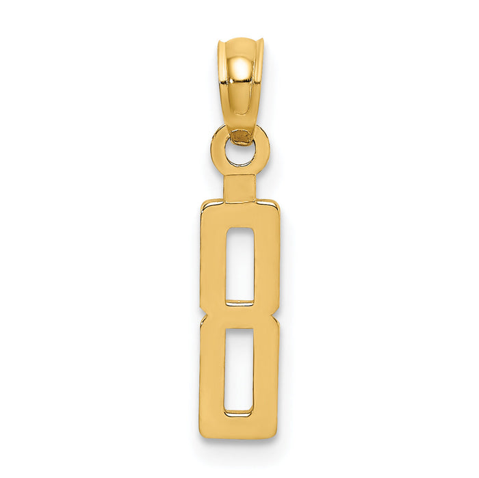 14k Polished Number 8 Pendant-NU08