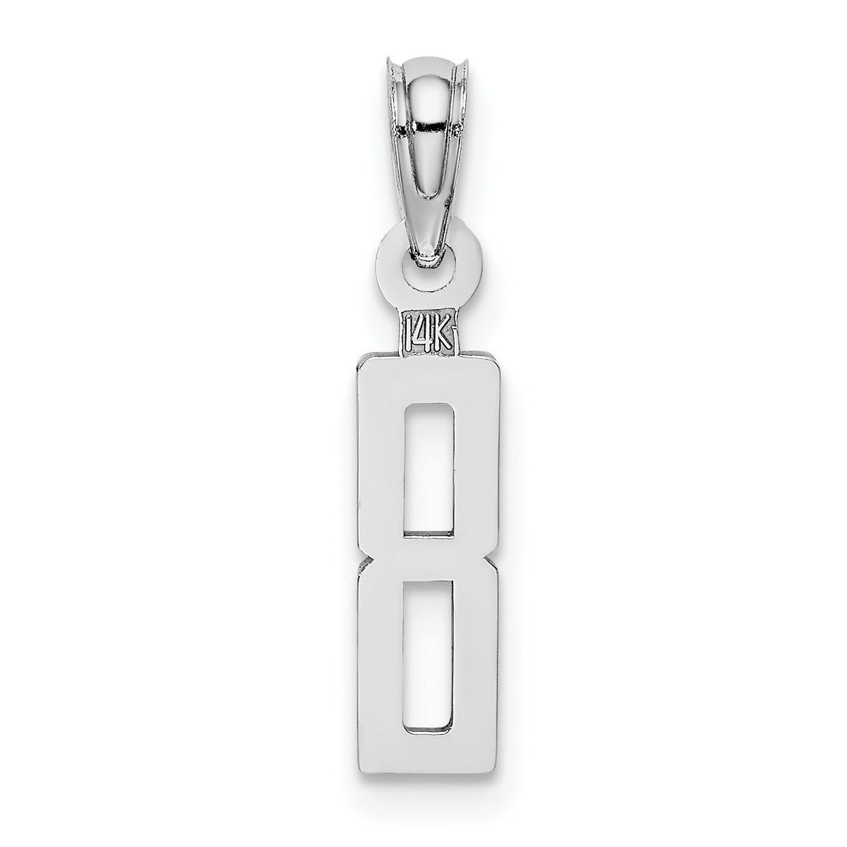 14kw Polished Number 8 Pendant-NU08W