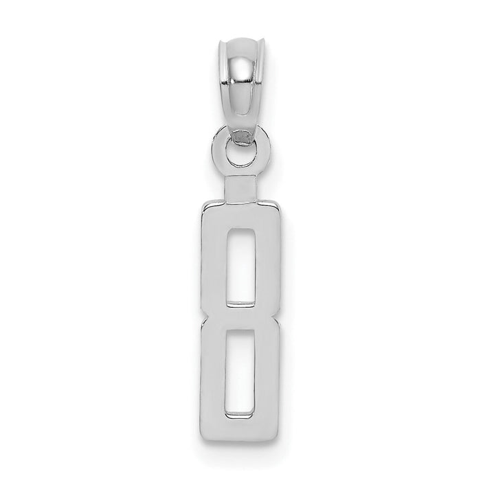 14kw Polished Number 8 Pendant-NU08W