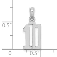 14kw Polished Number 10 Pendant-NU10W