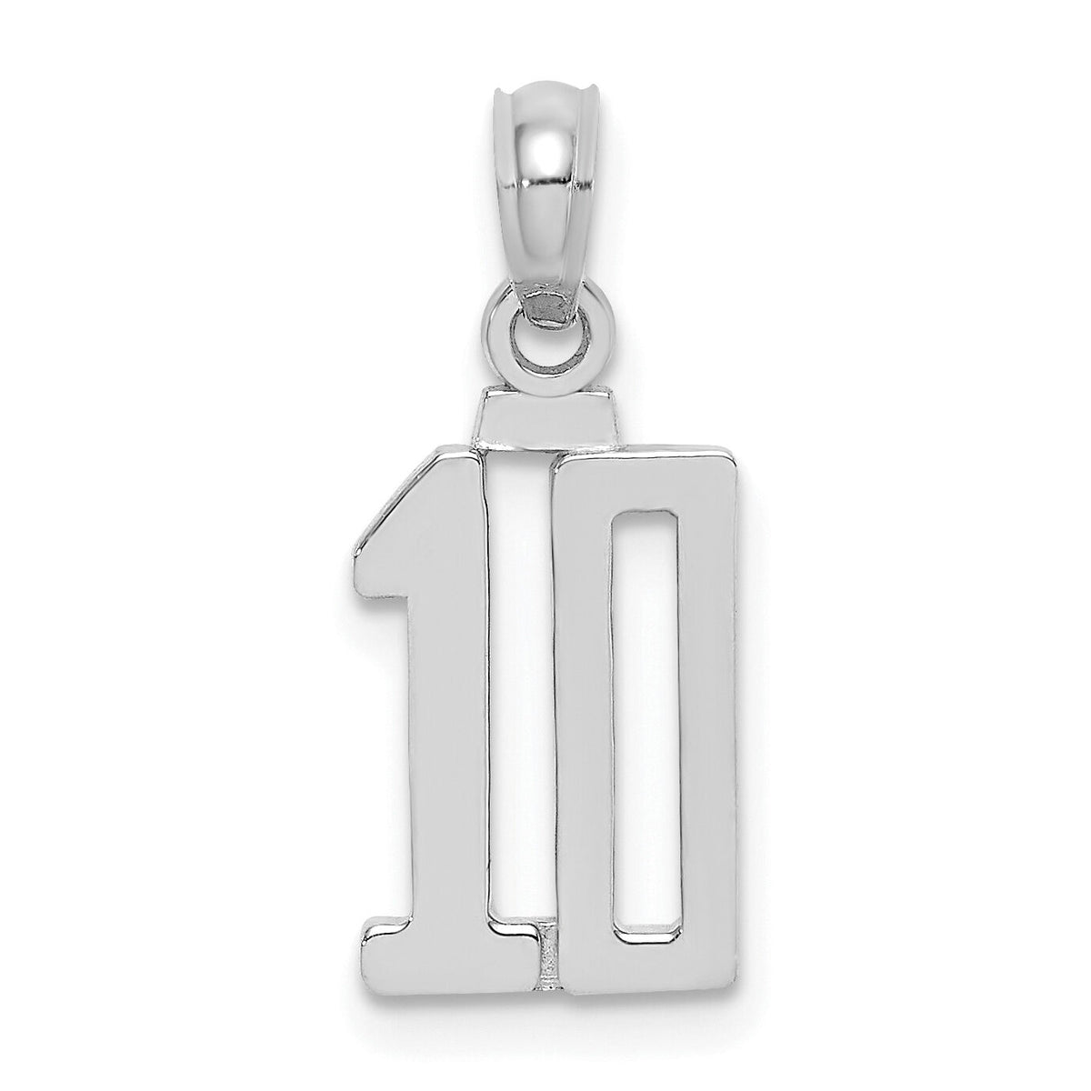 14kw Polished Number 10 Pendant-NU10W