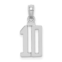14kw Polished Number 10 Pendant-NU10W