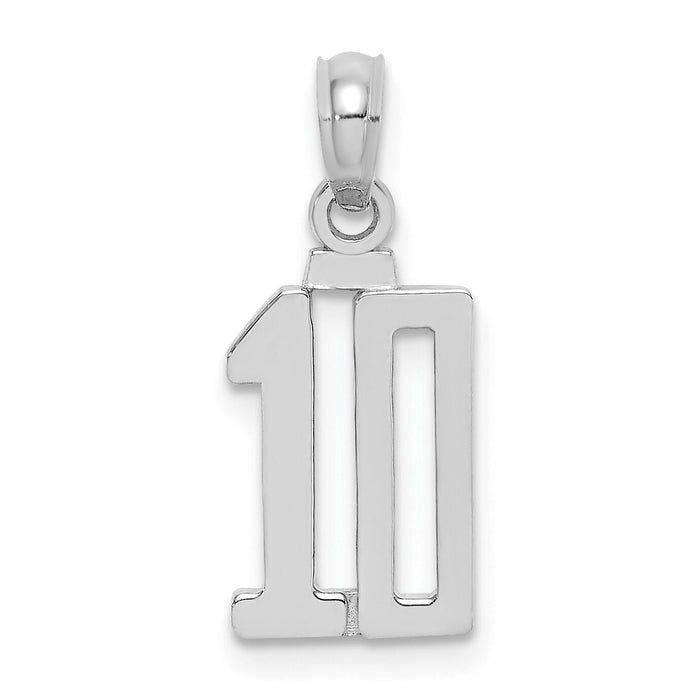 14kw Polished Number 10 Pendant-NU10W