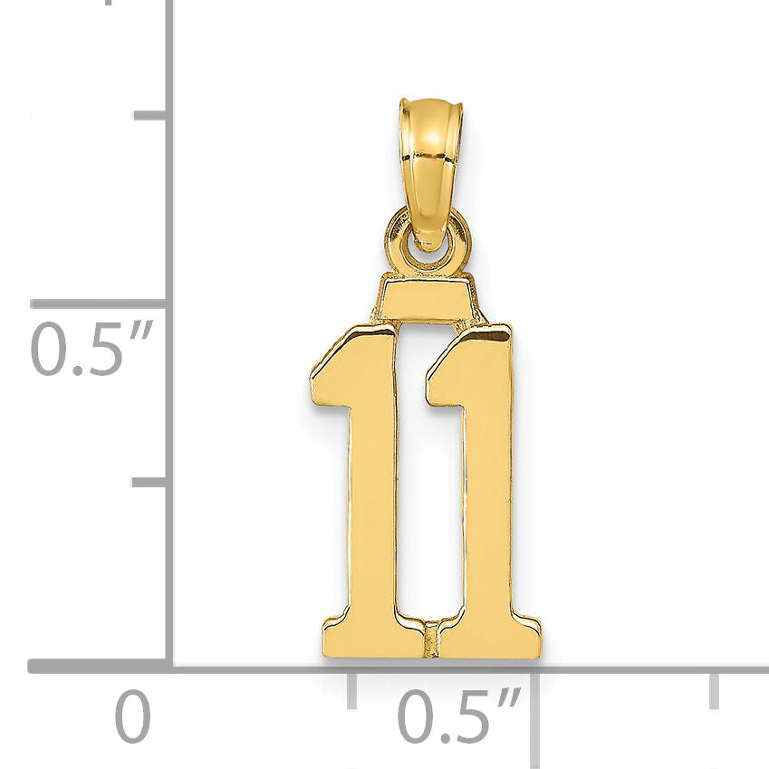14k Polished Number 11 Pendant-NU11