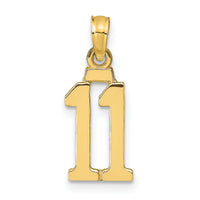 14k Polished Number 11 Pendant-NU11