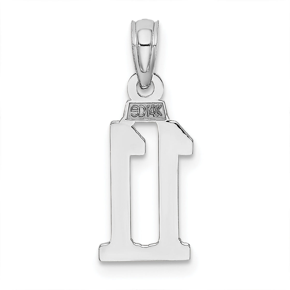 14kw Polished Number 11 Pendant-NU11W