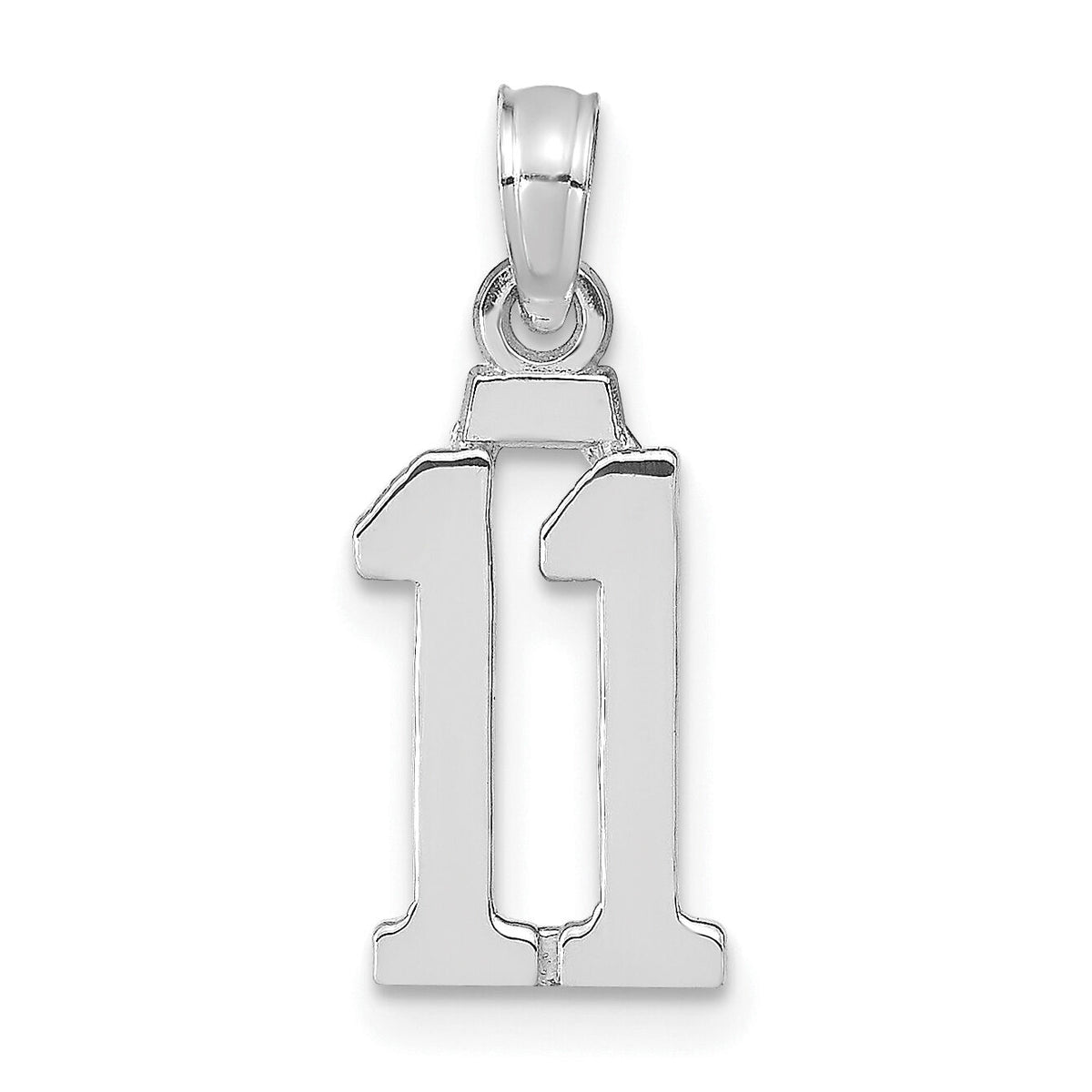 14kw Polished Number 11 Pendant-NU11W