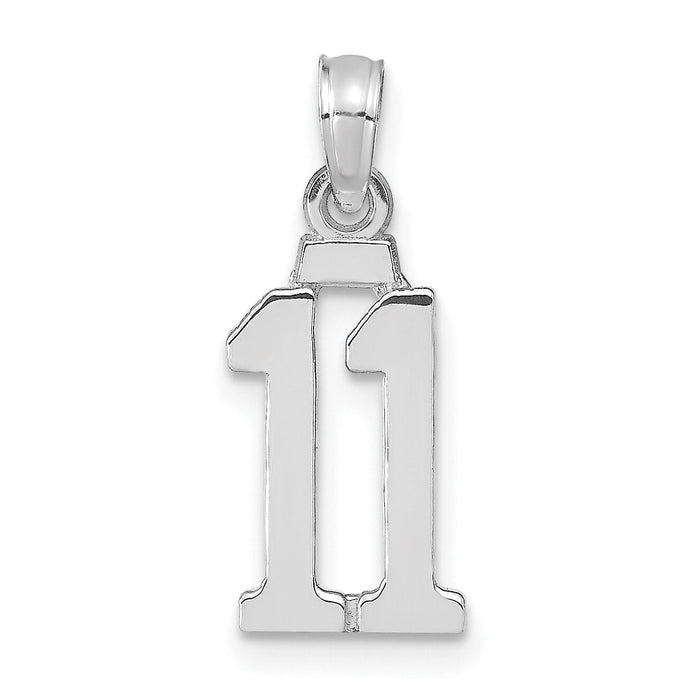 14kw Polished Number 11 Pendant-NU11W