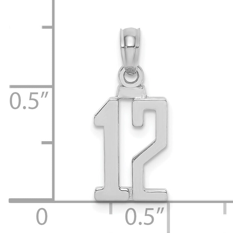 14kw Polished Number 12 Pendant-NU12W