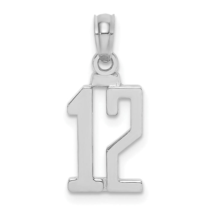 14kw Polished Number 12 Pendant-NU12W