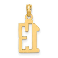 14k Polished Number 13 Pendant-NU13