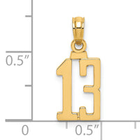 14k Polished Number 13 Pendant-NU13